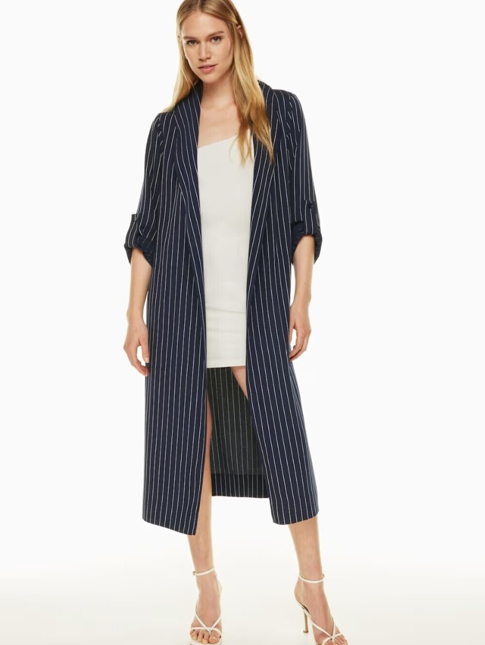 BABATON KAHlO ROBE NAVY WRAP JACKET STRIPES PATCH POCKETS RECYCLED MAYERIAL XXS - Picture 2 of 16
